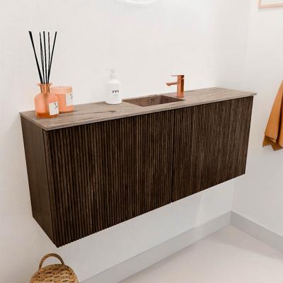 Toiletmeubel Mondiaz Joya Dlux | 100 cm | Meubelkleur Walnut | Faye wastafel Arena Wasbak Midden | 1 kraangat