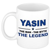 Naam cadeau mok/ beker Yasin The man, The myth the legend 300 ml   -