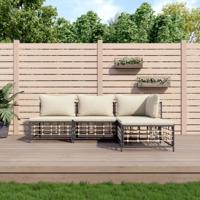 4-delige Loungeset met kussens poly rattan antracietkleurig