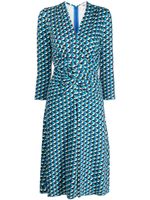 DVF Diane von Furstenberg robe évasée Jerry à imprimé géométrique - Bleu