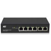 ACT 6 poorts, netwerkswitch, 10/100Mbps. 4x PoE+ (30W) poorten - thumbnail