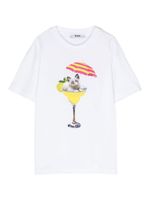 MSGM Kids t-shirt en coton à imprimé chat - Blanc - thumbnail