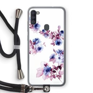 Waterverf bloemen: Samsung Galaxy A11 Transparant Hoesje met koord