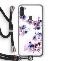 Waterverf bloemen: Samsung Galaxy A11 Transparant Hoesje met koord
