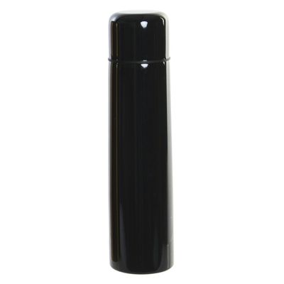 RVS thermosfles/isoleerfles zwart met drukdop 920 ml