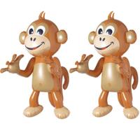Opblaasbaar aapje - 2x - bruin - 50 cm - opblaasartikelen van dieren - apen - jungle - party
