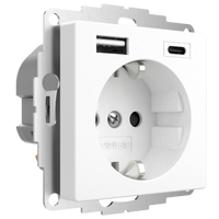 Stopcontact met USB en USBC poort 15W 3A mat wit RAL9010 voor een 40mm diepe doos