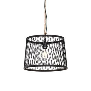 QAZQA Landelijke buiten hanglamp zwart rotan 40 cm - Calamus