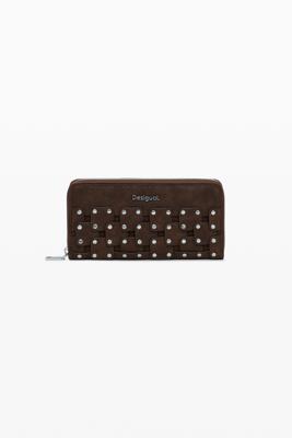 Grote portemonnee met leerlook en studs - BROWN - U