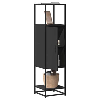 Hoge kast 35,5x35x139 cm bewerkt hout en metaal zwart
