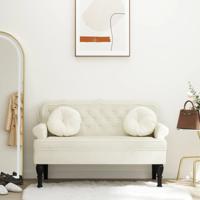 Bankje met rugleuning 119,5x64,5x75 cm fluweel crmekleurig Bankje met rugleuning 119,5x64,5x75 cm fluweel crmekleurig