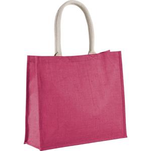 Jute boodschappen strandtas - roze - 42 x 36 cm - Strandartikelen beach bags/shoppers