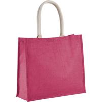 Jute boodschappen strandtas - roze - 42 x 36 cm - Strandartikelen beach bags/shoppers