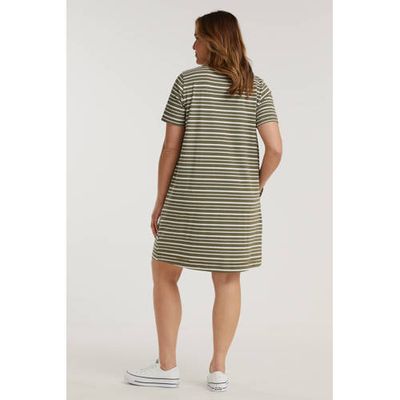 Zizzi gestreepte DORIT olijfgroen/wit Zizzi gestreepte DORIT olijfgroen/wit