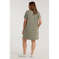 Zizzi gestreepte DORIT olijfgroen/wit - thumbnail