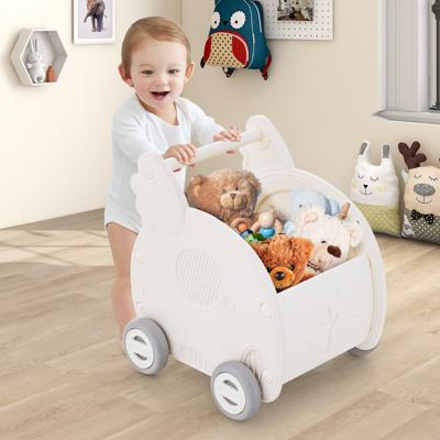 Baby Loopwagen Hulp Schuif Speelgoed 4-wiel Kinderwagen in Olifantenvorm Wit