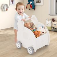 Baby Loopwagen Hulp Schuif Speelgoed 4-wiel Kinderwagen in Olifantenvorm Wit