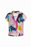 Tulen resort shirt met aquarel - BLUE - XS