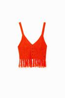 Gehaakte cropped top - ORANGE - L