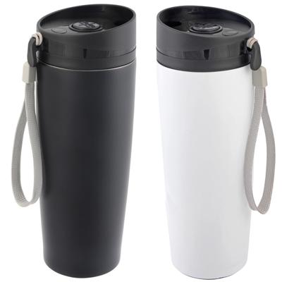 Thermosbekers - warmhoud drinkbekers - 2x stuks - wit en zwart - 380 ml - Isolerende drinkbekers