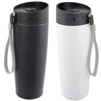 Thermosbekers - warmhoud drinkbekers - 2x stuks - wit en zwart - 380 ml - Isolerende drinkbekers Thermosbekers - warmhoud drinkbekers - 2x stuks - wit en zwart - 380 ml - Isolerende drinkbekers
