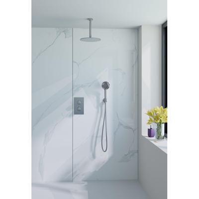 Fortifura Calvi Inbouw Regendoucheset - thermostatisch - plafondarm - 25cm hoofddouche - ronde handdouche - metalen doucheslang - chroom SW767373/SW720552/SW496814/SW377830/SW542643/SW721