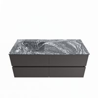 MONDIAZ VICA-DLUX 120cm badmeubel onderkast Dark grey 4 lades. Inbouw wastafel CLOUD links zonder kraangat, kleur Lava. - thumbnail