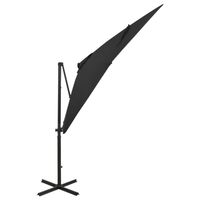 The Living Store Tuinparasol LED - Zwart - 250 x 230 cm - Aluminium