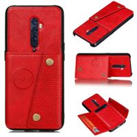 Voor OPPO Reno2 schokbestendige magnetische PU + TPU beschermhoes met kaartsleuven (rood)