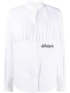 Palm Angels chemise frangée à logo brodé - Blanc