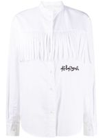 Palm Angels chemise frangée à logo brodé - Blanc