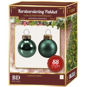 Emerald groen kerstballen pakket 88-delig Christmas Christmas Emerald Greenlake Glass   -