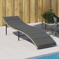 Ligbed met kussen 55x199x50 cm poly rattan lichtgrijs - thumbnail