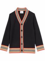 Burberry Kids cardigan à bords rayés Icon - Noir - thumbnail