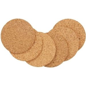 6x Ronde onderzetters van kurk 10 cm   -