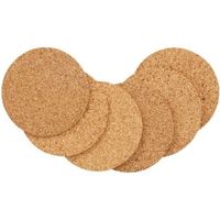 6x Ronde onderzetters van kurk 10 cm   -