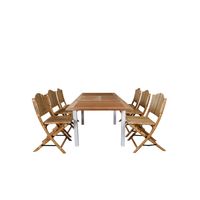 Panama tuinmeubelset tafel 90x160/240cm en 6 stoel Cane lichtgrijs, naturel. - thumbnail
