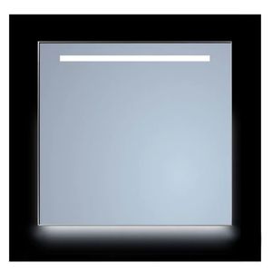 Spiegel Sanicare Q-Mirrors 85x70 cm Vierkant Met Aan De Bovenkant & Onderzijde LED Warm White, Omlijsting Aluminium incl. ophangmateriaal Met Afstandsbediening