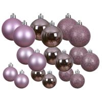 Decoris kerstballen - 60x stuks - 4, 5 en 6 cm - lila paars - kunststof