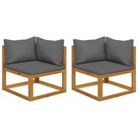 Hoekbanken 2 st met kussens sectioneel donkergrijs