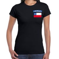 Chile t-shirt met vlag Chili zwart op borst voor dames