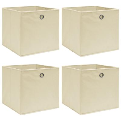 VidaXL Opbergboxen 4 st 32x32x32 cm stof crèmekleurig
