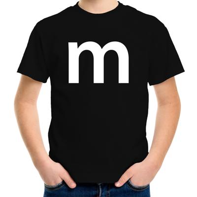 Letter M verkleed t-shirt - zwart - voor kinderen - M en M - carnavalskleding