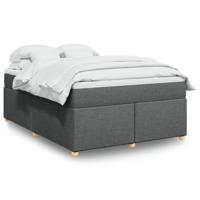 Boxspring met matras stof donkergrijs 140x190 cm