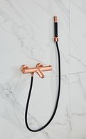 Badkraan SaniClear Copper Pro | Opbouw | Thermostaatkraan | Incl.Handdoucheset | 2-weg | hoh 15 cm | 2-knops | Rond | Koper geborsteld - thumbnail