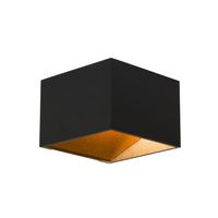 Opbouwspot BWS Robin 10.2x10.2 cm met Gouden Glare Ring Zwart - thumbnail