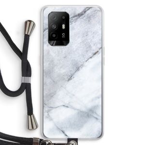 Witte marmer: Oppo A95 5G Transparant Hoesje met koord