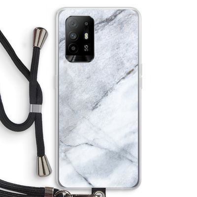 Witte marmer: Oppo A95 5G Transparant Hoesje met koord