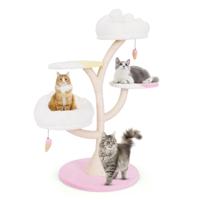 Meerlagige Kattenboom Schattige Kattentoren met 2 Zitstokken 2 Platforms Hangende Ballen Sisal Krabpaal Klimrek voor Binnenkatten