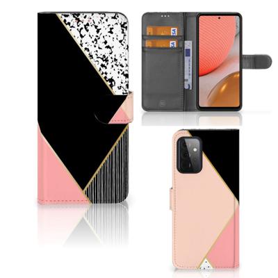 Samsung Galaxy A72 | Book Case | Zwart Roze Vormen